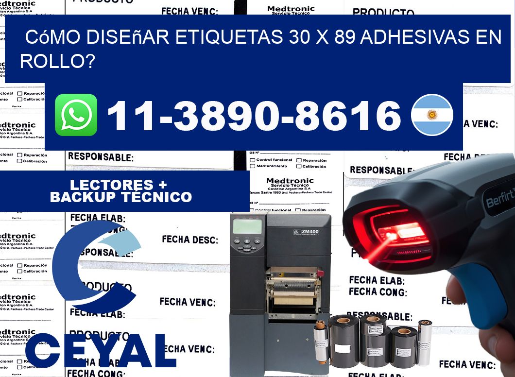 Cómo diseñar etiquetas 30 x 89 adhesivas en rollo?