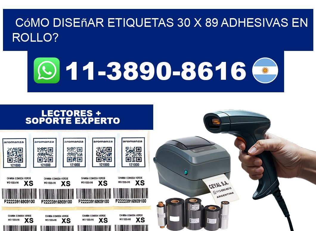 Cómo diseñar etiquetas 30 x 89 adhesivas en rollo?