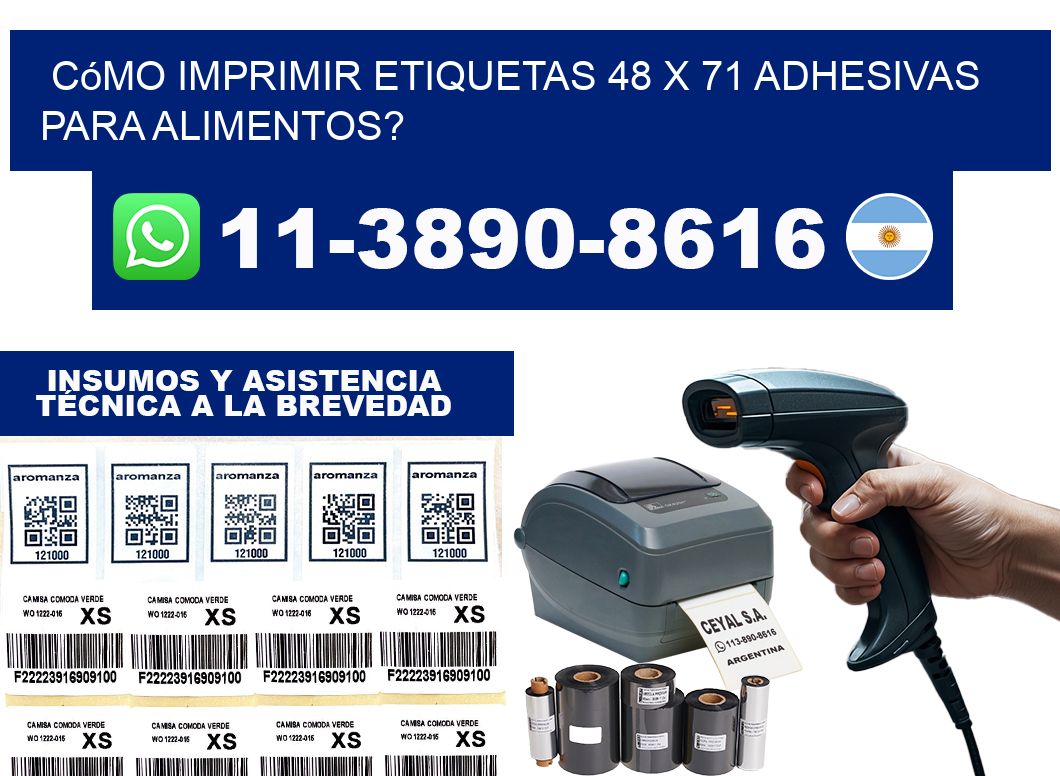 Cómo imprimir etiquetas 48 x 71 adhesivas para alimentos?
