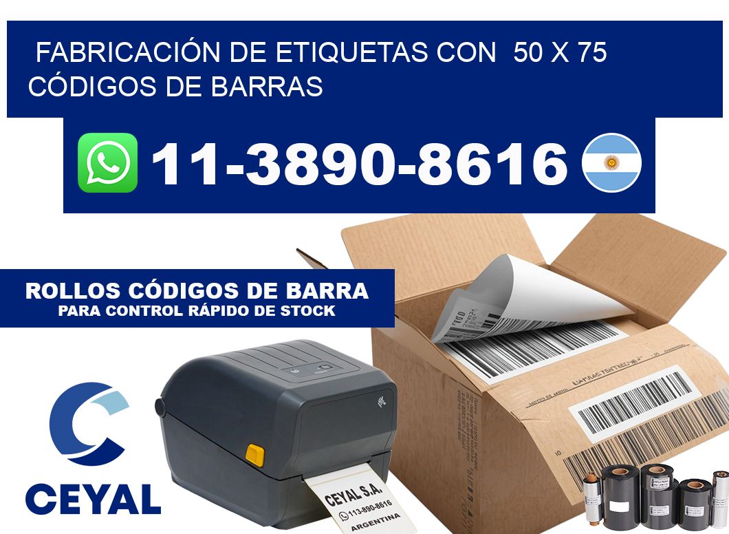 FABRICACIÓN DE ETIQUETAS CON 50 x 75 CÓDIGOS DE BARRAS