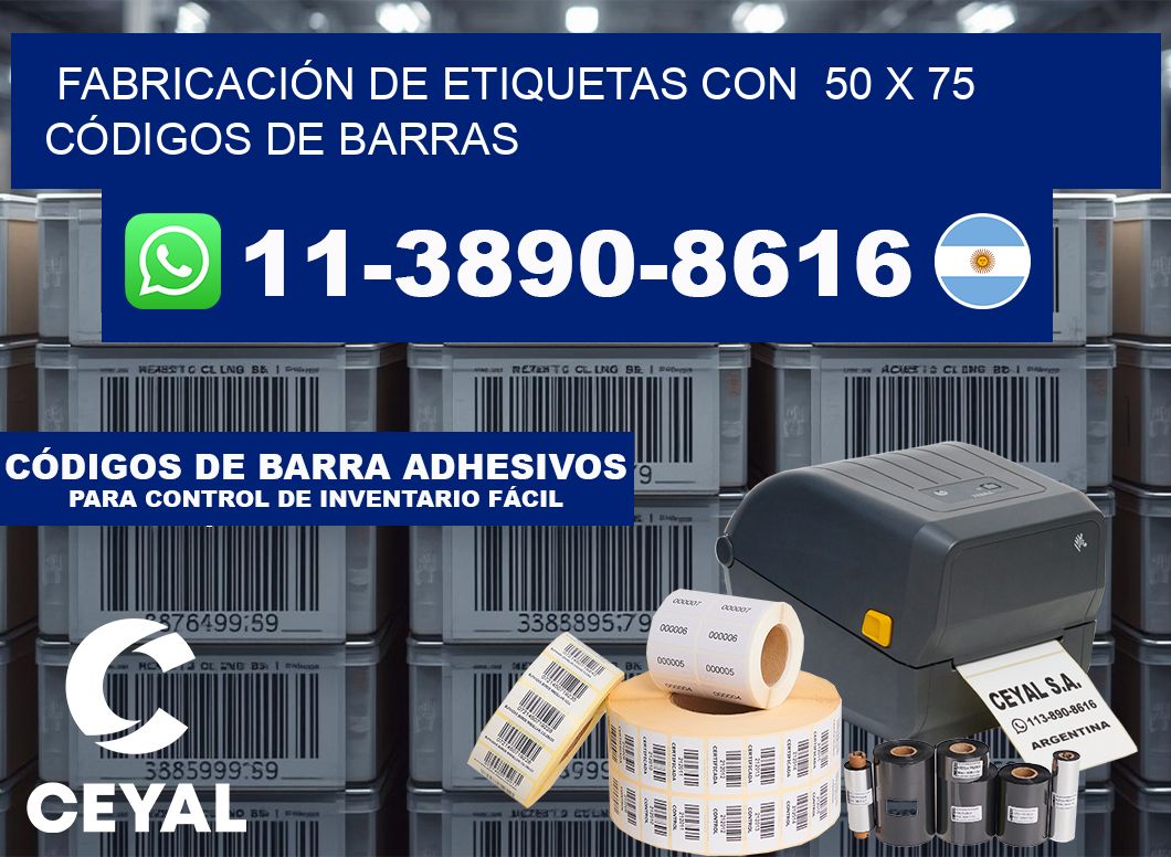 FABRICACIÓN DE ETIQUETAS CON 50 x 75 CÓDIGOS DE BARRAS