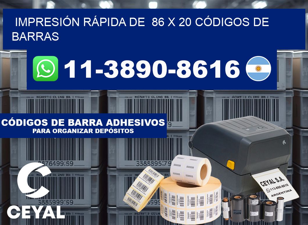IMPRESIÓN RÁPIDA DE  86 x 20 CÓDIGOS DE BARRAS