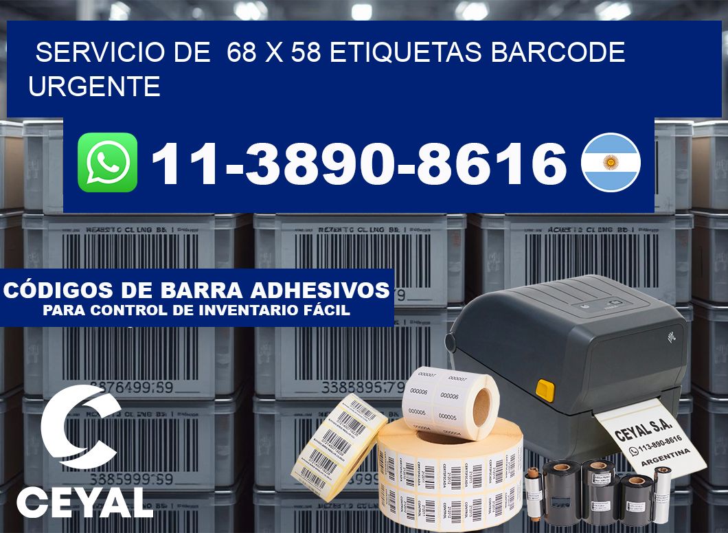 SERVICIO DE 68 x 58 ETIQUETAS BARCODE URGENTE