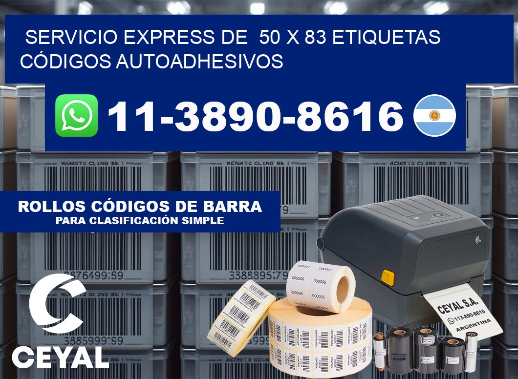 SERVICIO EXPRESS DE 50 x 83 ETIQUETAS CÓDIGOS AUTOADHESIVOS