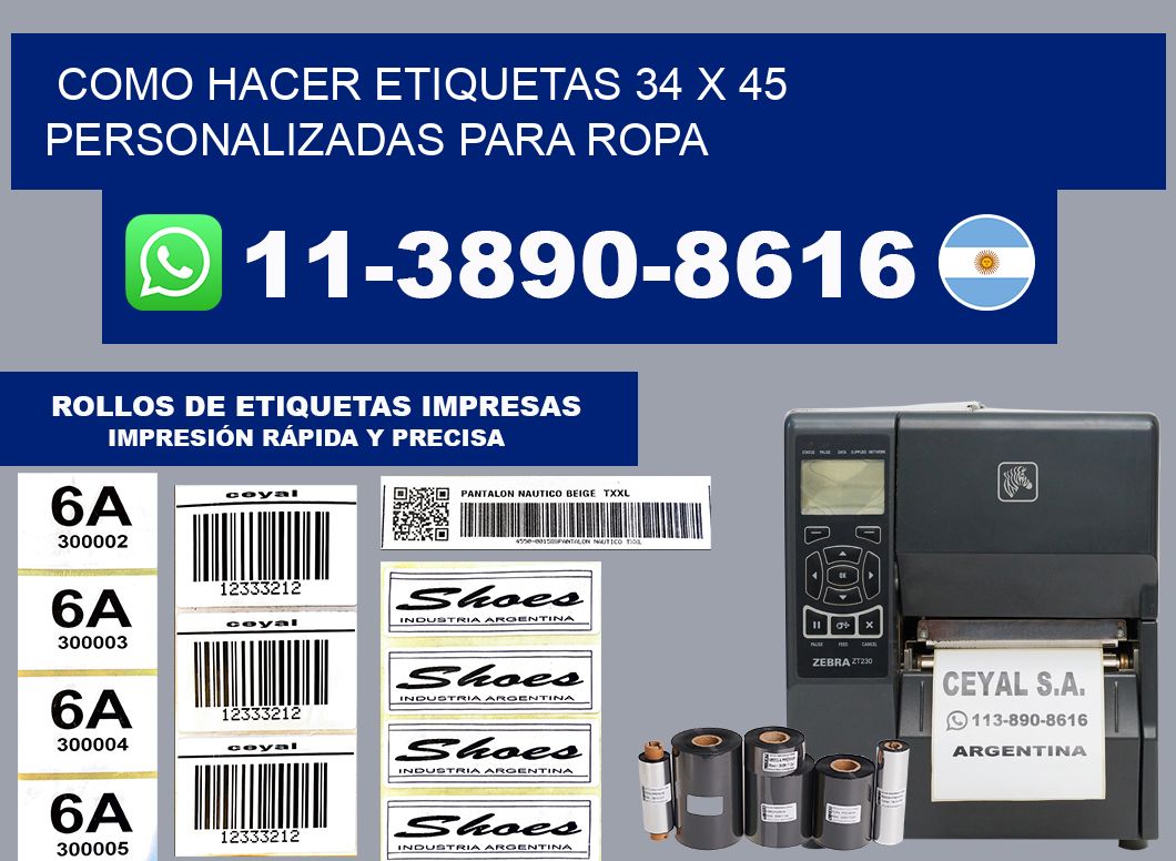 como hacer etiquetas 34 x 45 personalizadas para ropa