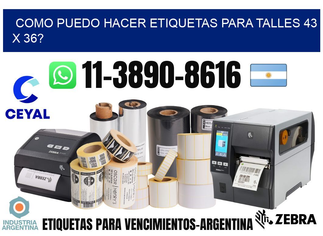 como puedo hacer etiquetas para talles 43 x 36?
