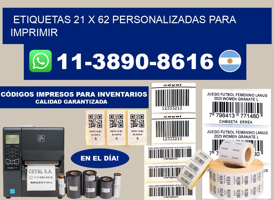 etiquetas 21 x 62 personalizadas para imprimir