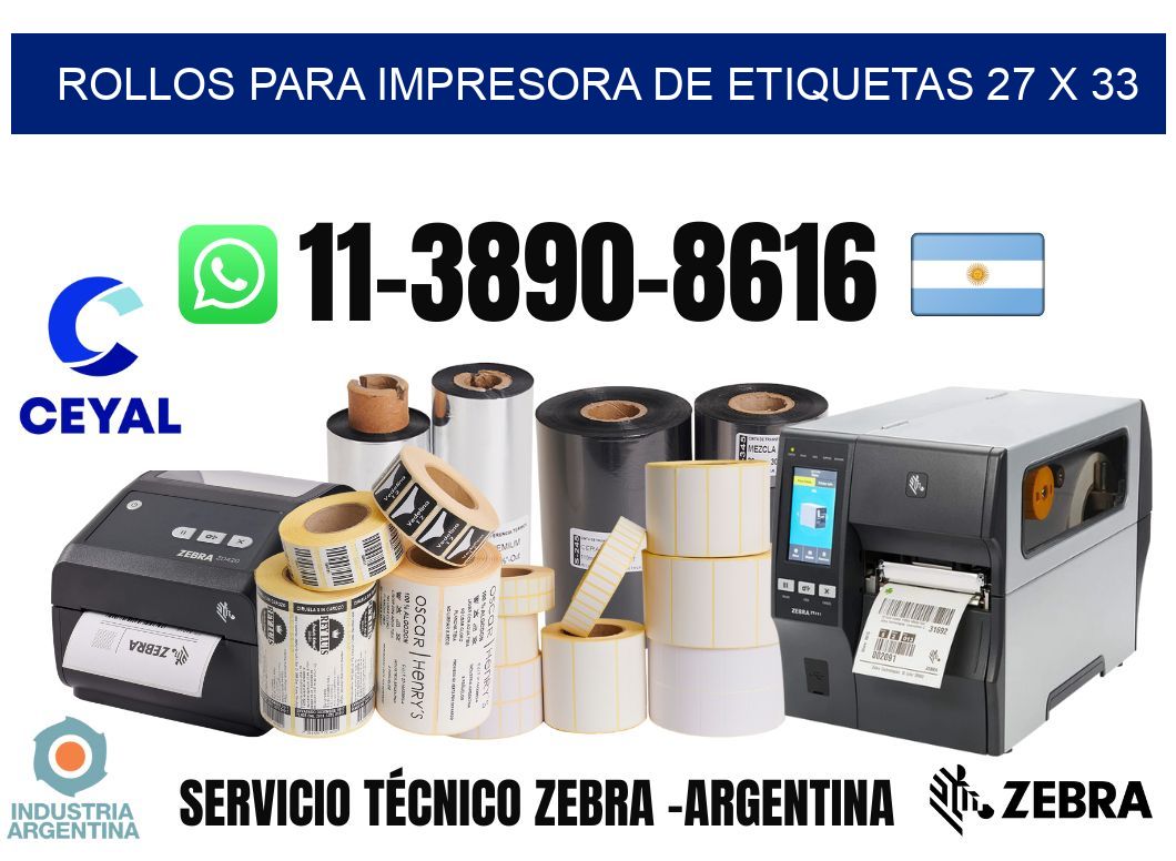 rollos para impresora de etiquetas 27 x 33