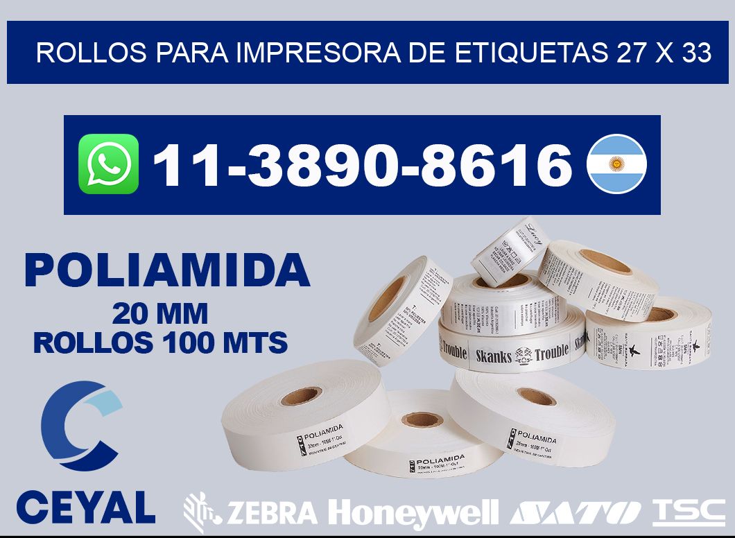 rollos para impresora de etiquetas 27 x 33