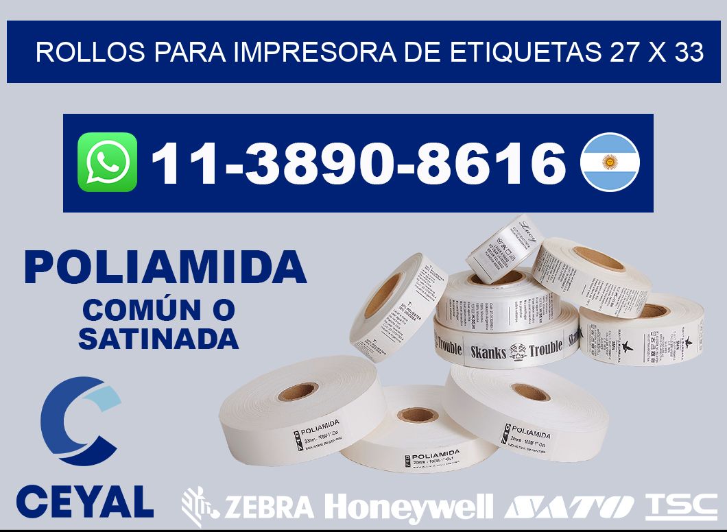 rollos para impresora de etiquetas 27 x 33