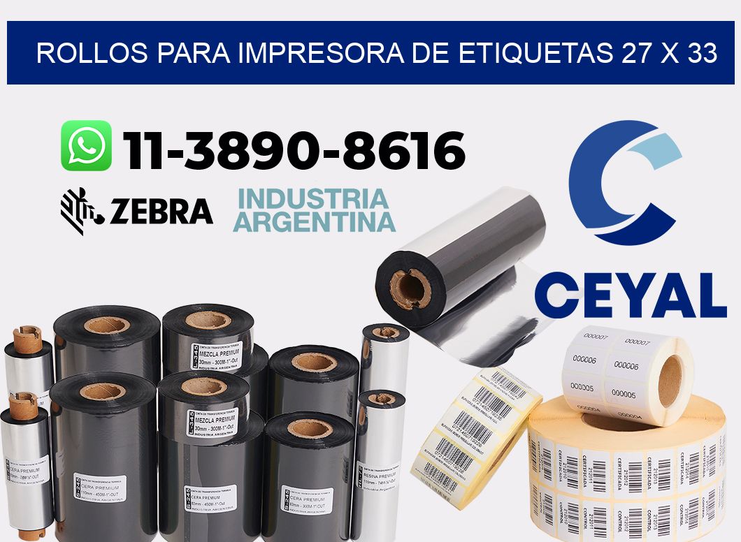 rollos para impresora de etiquetas 27 x 33