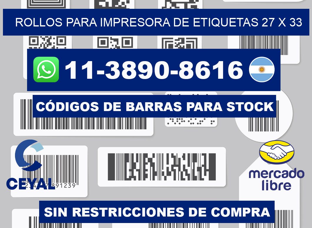 rollos para impresora de etiquetas 27 x 33