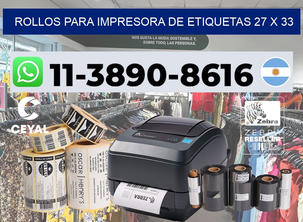 rollos para impresora de etiquetas 27 x 33