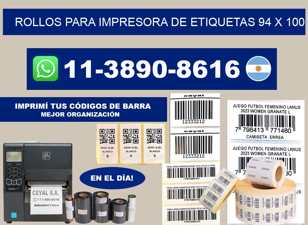 rollos para impresora de etiquetas 94 x 100