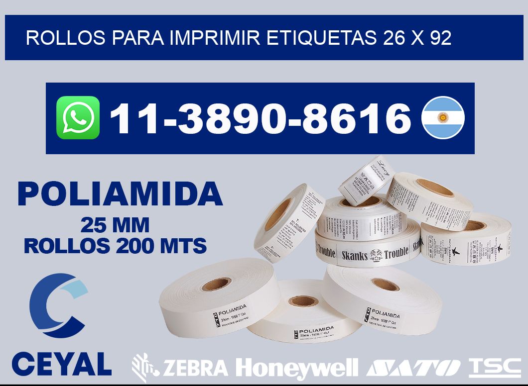 rollos para imprimir etiquetas 26 x 92