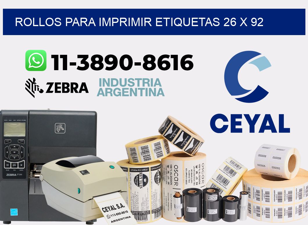 rollos para imprimir etiquetas 26 x 92