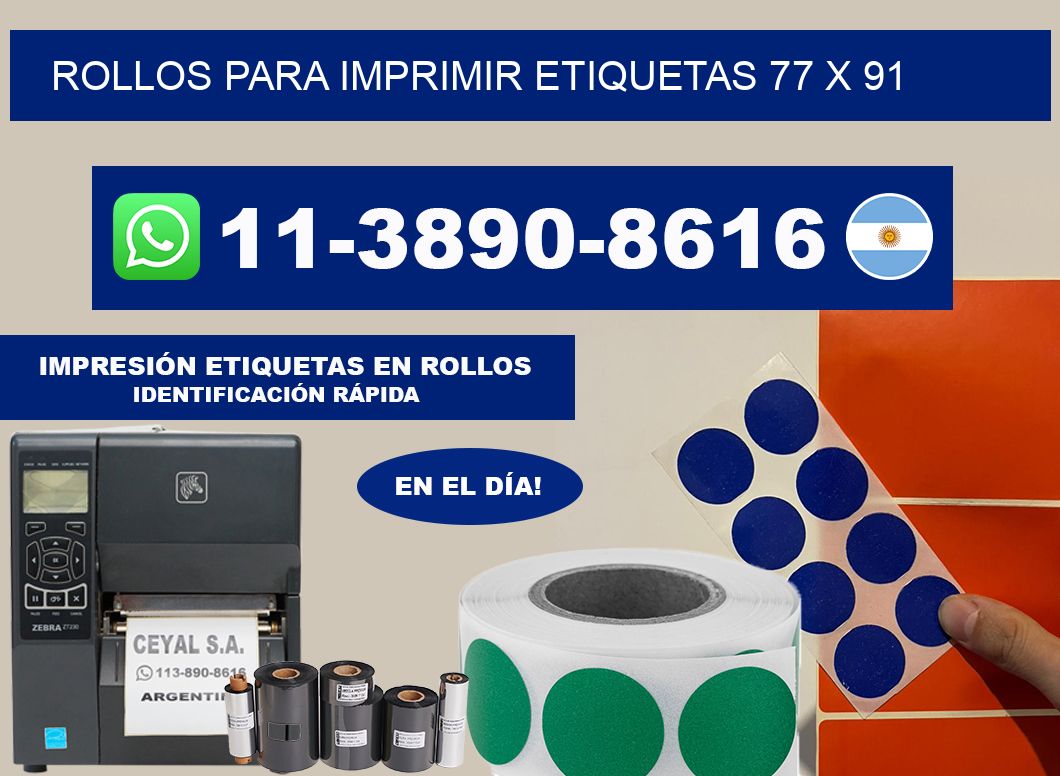 rollos para imprimir etiquetas 77 x 91