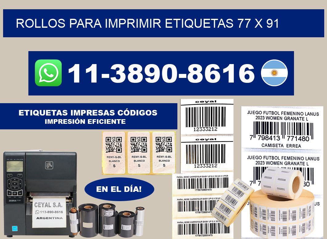 rollos para imprimir etiquetas 77 x 91