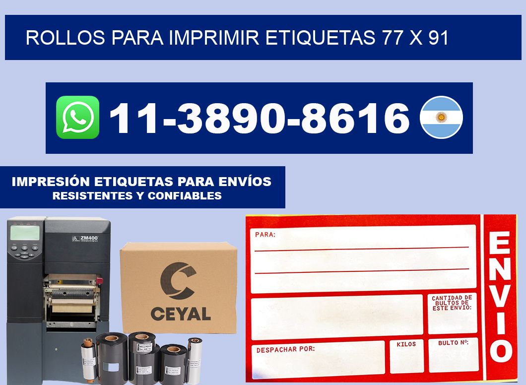rollos para imprimir etiquetas 77 x 91