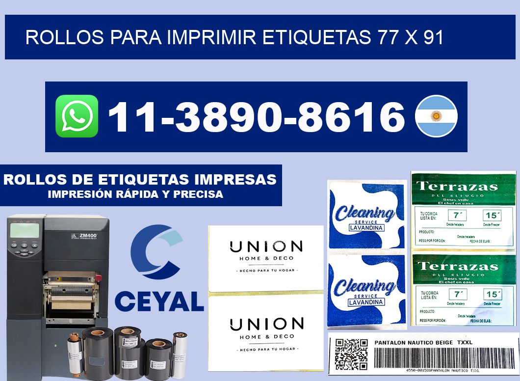 rollos para imprimir etiquetas 77 x 91
