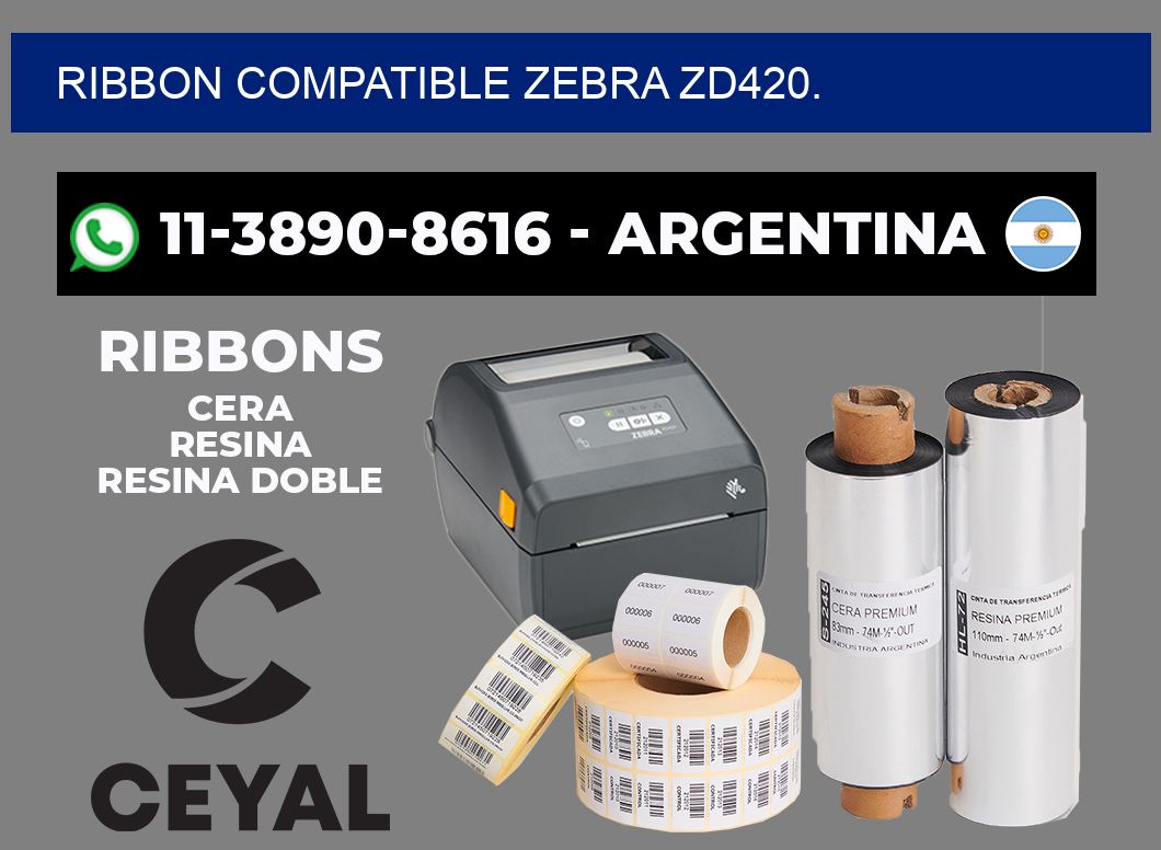 RIBBON COMPATIBLE ZEBRA ZD420.