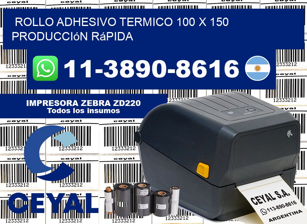 ROLLO ADHESIVO TERMICO 100 X 150 Producción rápida