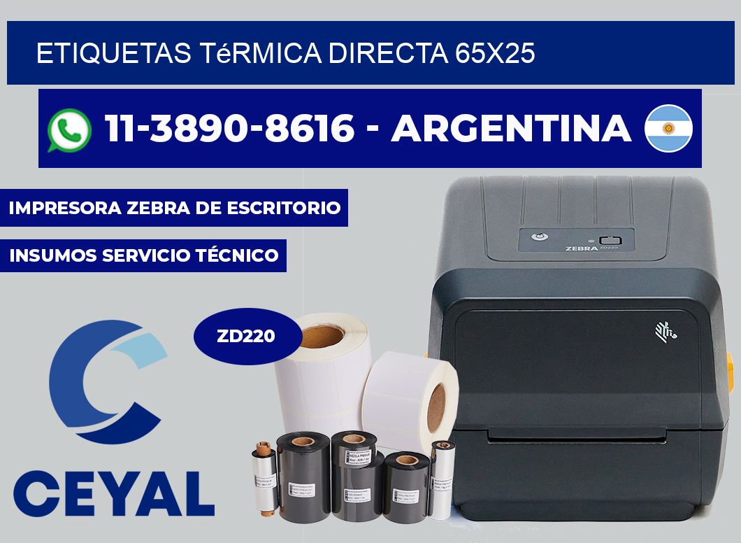 etiquetas térmica directa 65x25