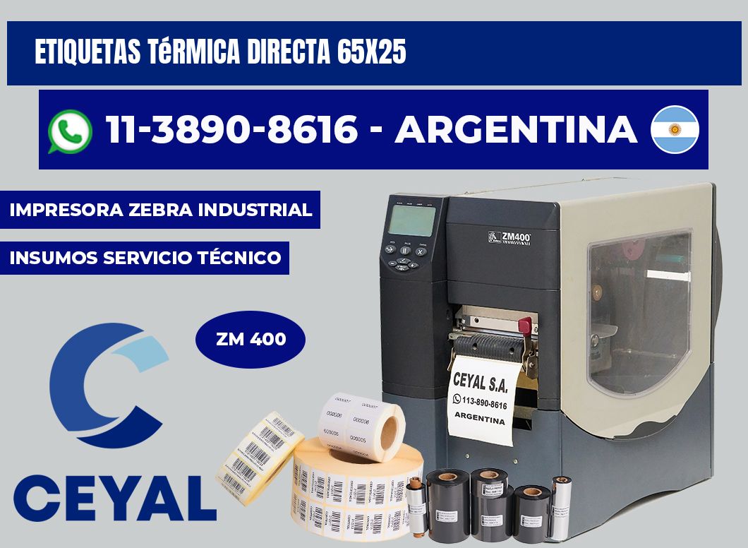 etiquetas térmica directa 65x25