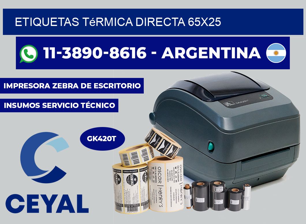 etiquetas térmica directa 65x25