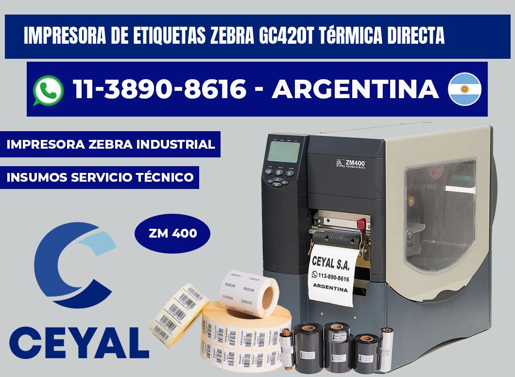 impresora de etiquetas zebra Gc420t térmica directa