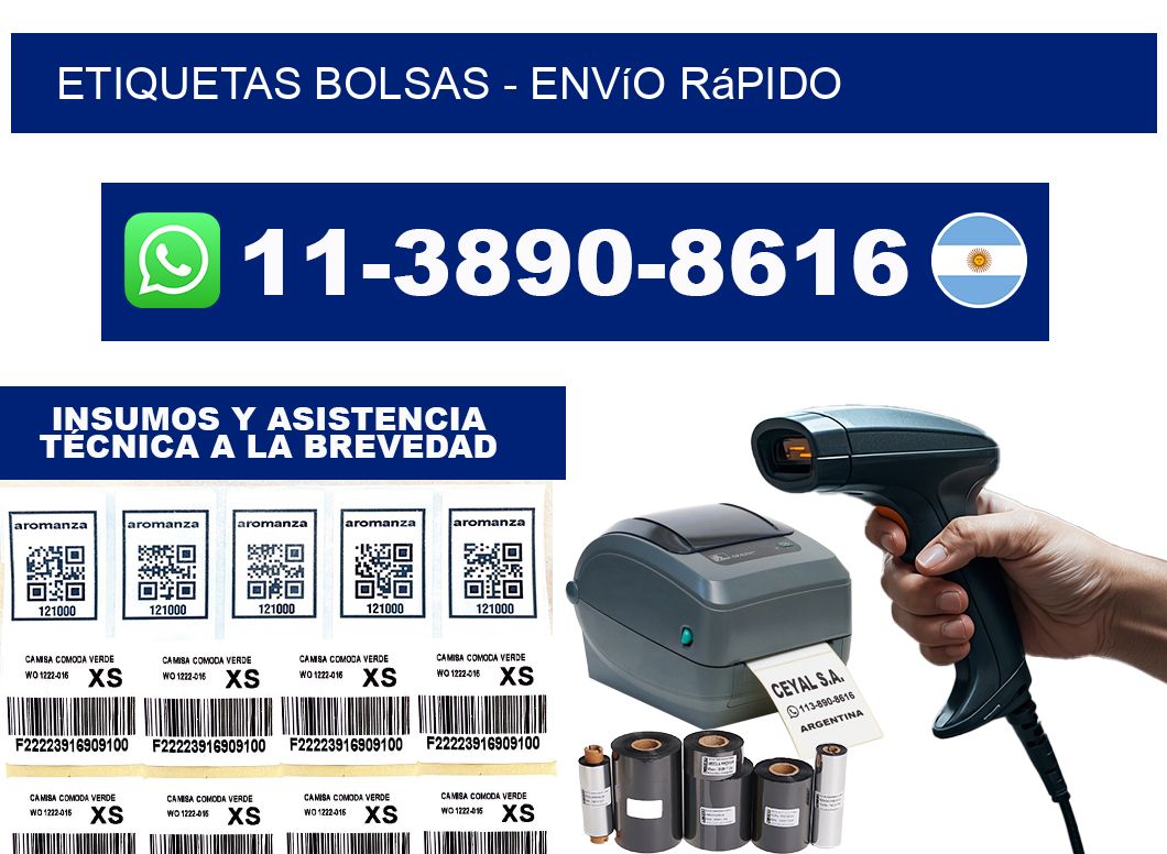 ETIQUETAS BOLSAS - Envío rápido