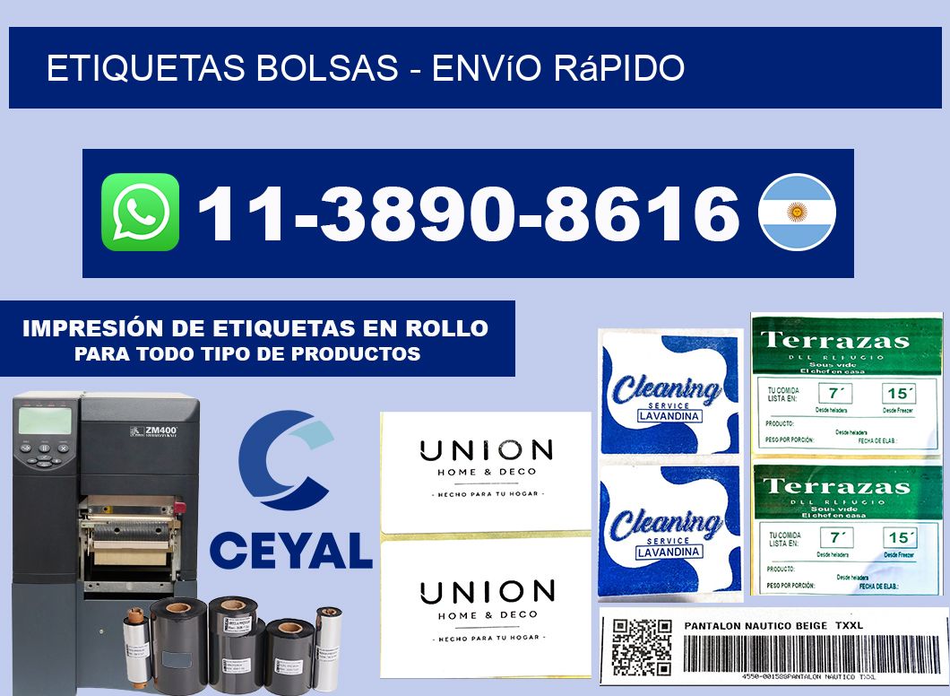 ETIQUETAS BOLSAS - Envío rápido