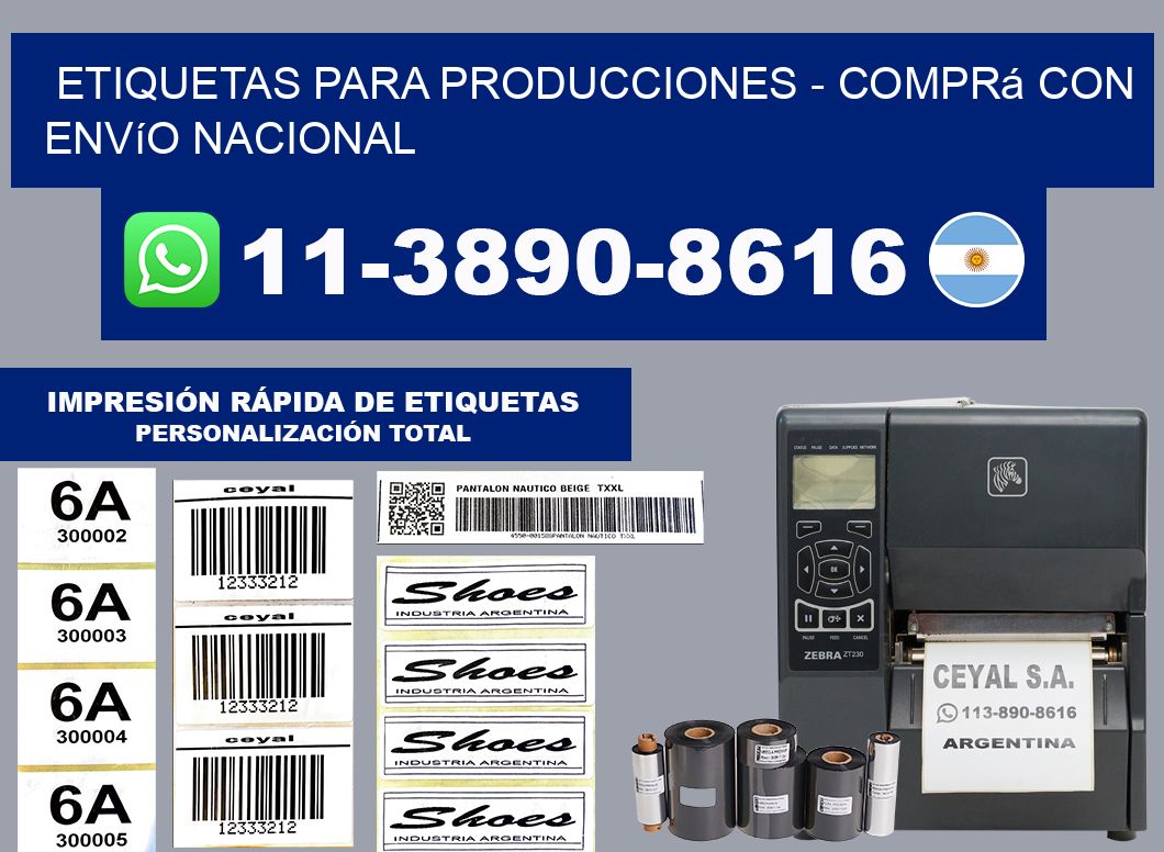 ETIQUETAS PARA PRODUCCIONES - Comprá con envío nacional
