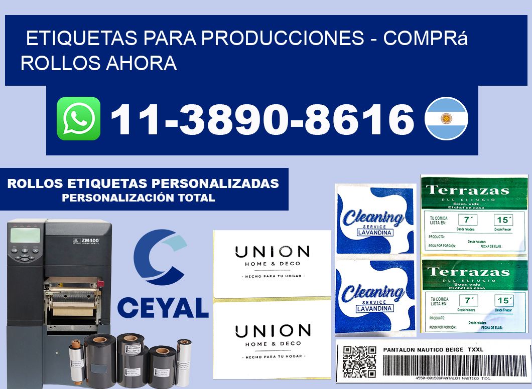 ETIQUETAS PARA PRODUCCIONES - Comprá rollos ahora