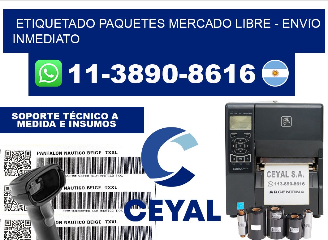 etiquetado paquetes mercado libre - Envío inmediato