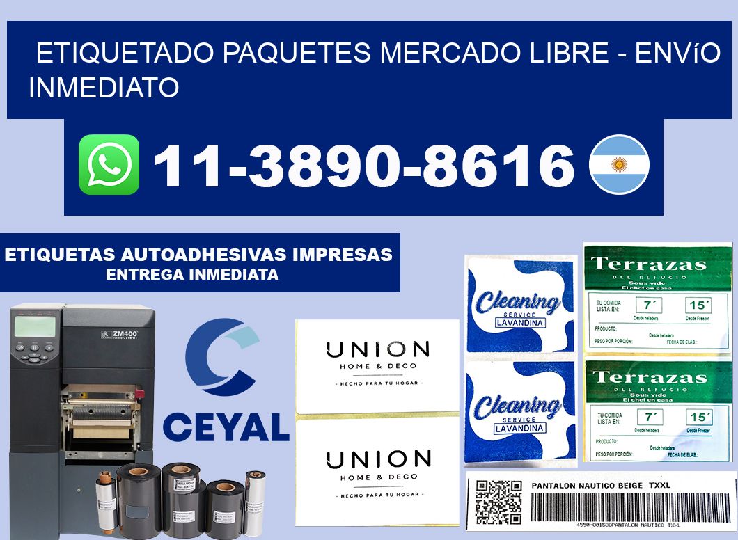 etiquetado paquetes mercado libre - Envío inmediato