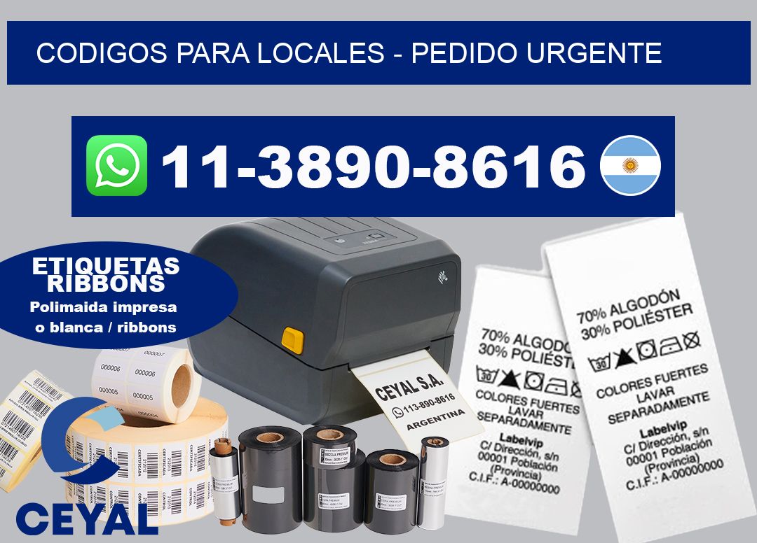 Codigos para locales - Pedido urgente