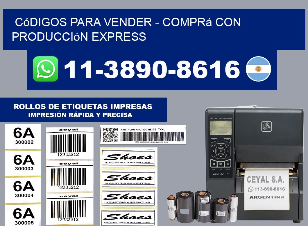 Códigos para vender - Comprá con producción express