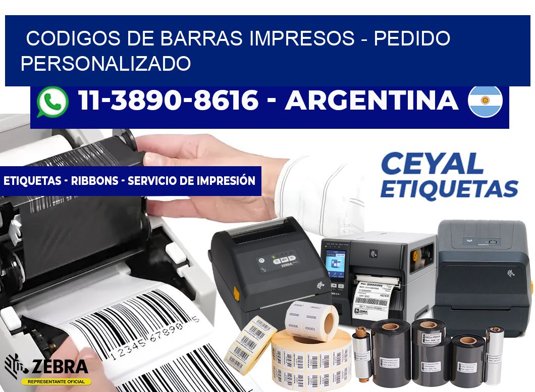 codigos de barras impresos - Pedido personalizado